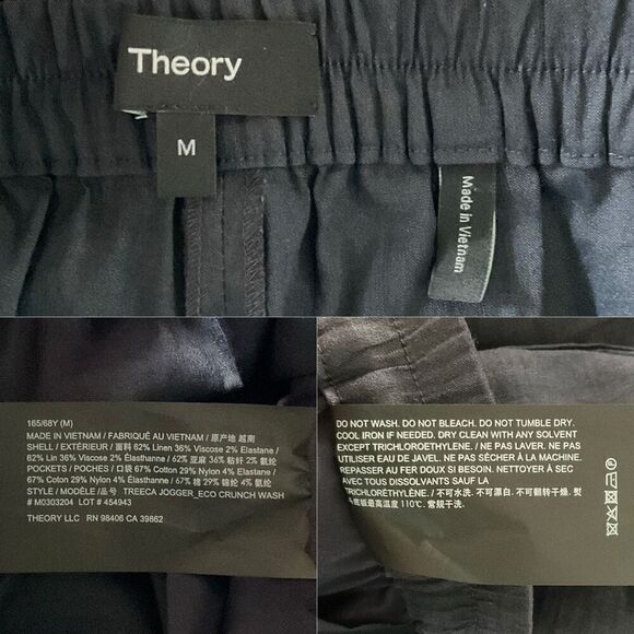 Theory Dark Blue Treeca Linen Blend Joggers Pants Medium - Picture 4 of 5